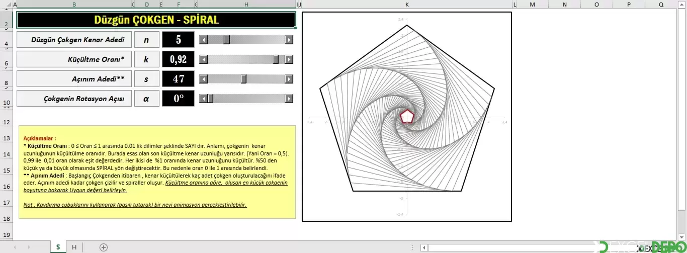 Düzgün Çokgen Spiral