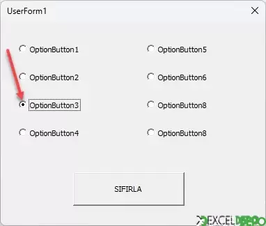 Userformdaki Optionbuttonları Sıfırlama