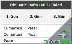 Hafta Tatillerinin Belirlenmesi