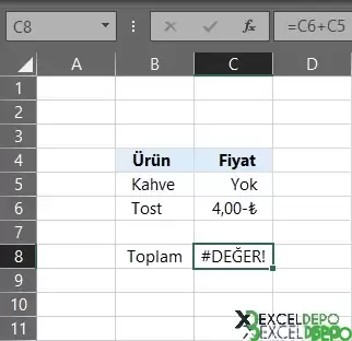 #DEĞER! Hatası