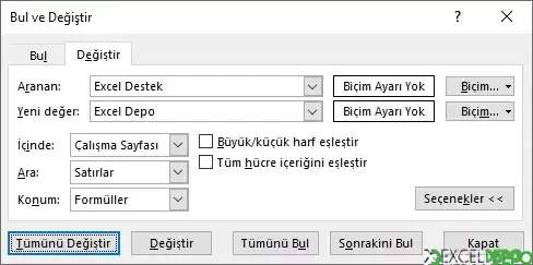 Metin Bulma ve Değiştirme