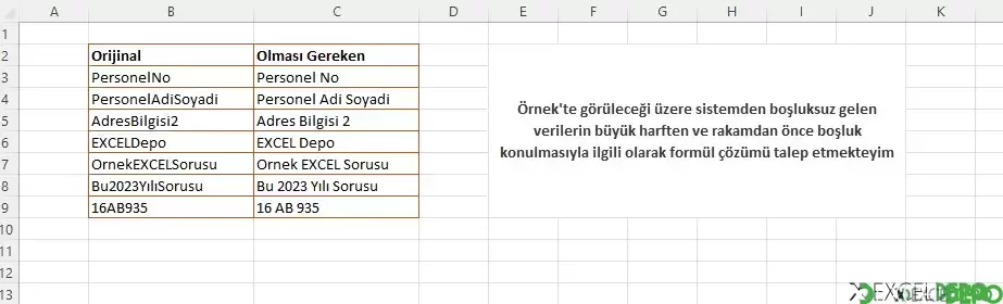 Büyük Harf ve Rakamdan Önce Boşluk Bırakma