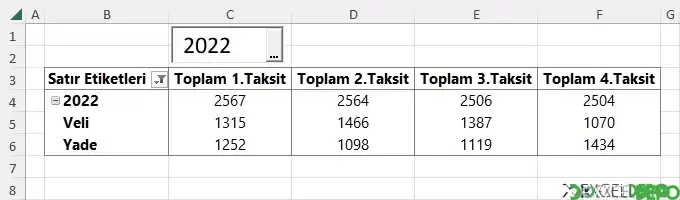 Combobox ile Özet Tablo Filtreleme