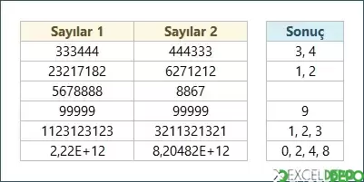 Tekrar Eden ve Birden Fazla Olan Sayıları Bulma
