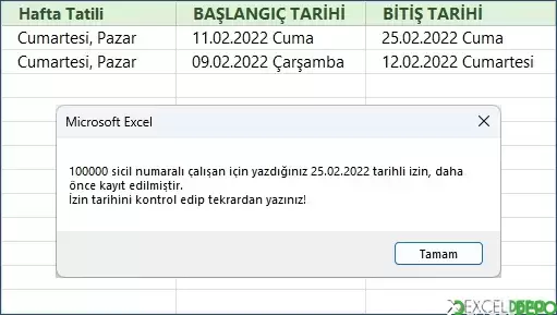 Tarih Kontrolü Yapma