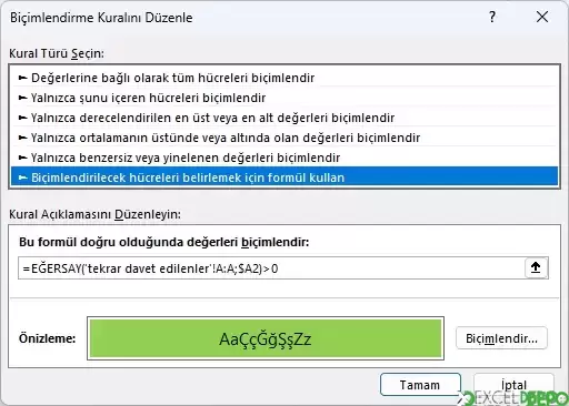 Koşullu Biçimlendirme