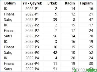 Satırlarda Tutulan Çalışan Bilgileri