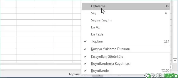 Durum Çubuğu Sağ Tıklama