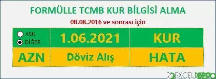 Formülle TCMB Döviz Kuru Çekme