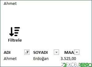 Makro ile Filtreleme