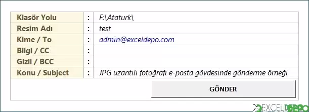 JPG Uzantılı Fotoğrafı E-Posta Gövdesinde Gönderme