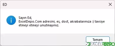 Açılış ve Kapanışta Uyarı Verdirme