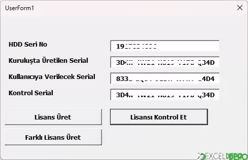 Excel ile Lisans Numarası Üretme