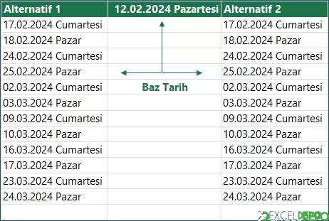 Formül ile Sadece Hafta Sonlarını Bulma