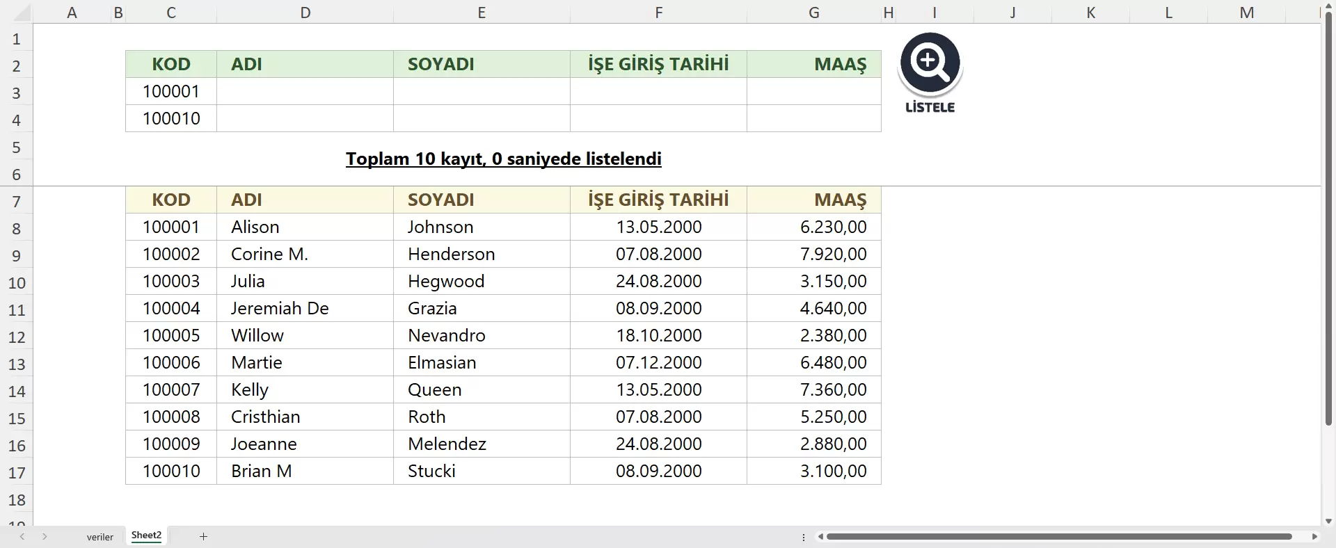 ADO ve SQL Kullanarak Veri Filtreleme