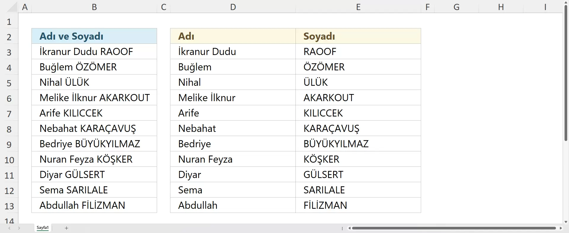 Adı ve Soyadı KTF ile Kolayca Ayırma