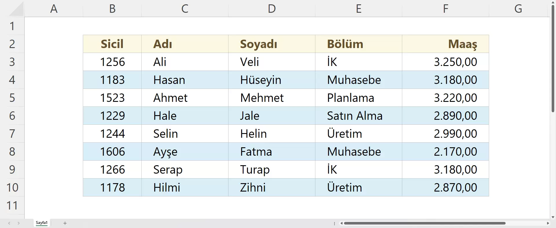 Satır Renklerini Farklılaştırma
