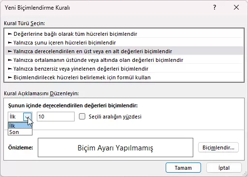 İlk ve Son Değer Seçimi