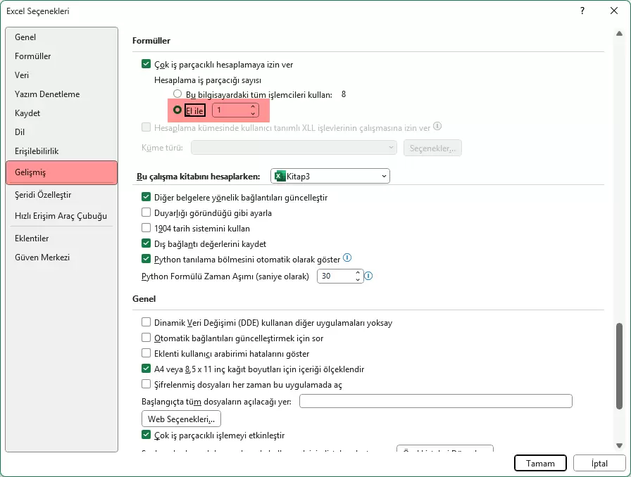 Excel Seçenekleri