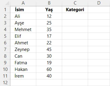 Boş Excel Tablosu
