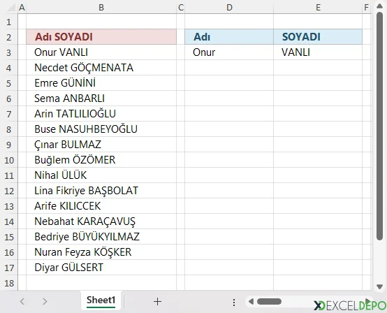 SOYAD Ayırma
