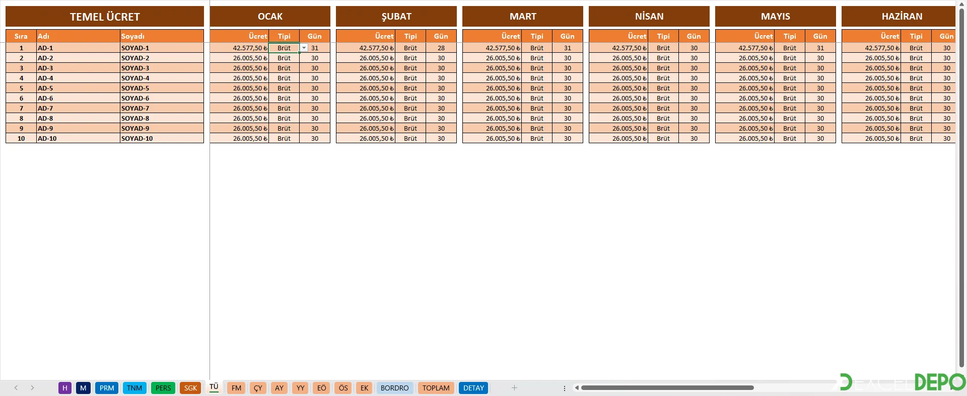 TÜ (Temel Ücret) Sayfası: