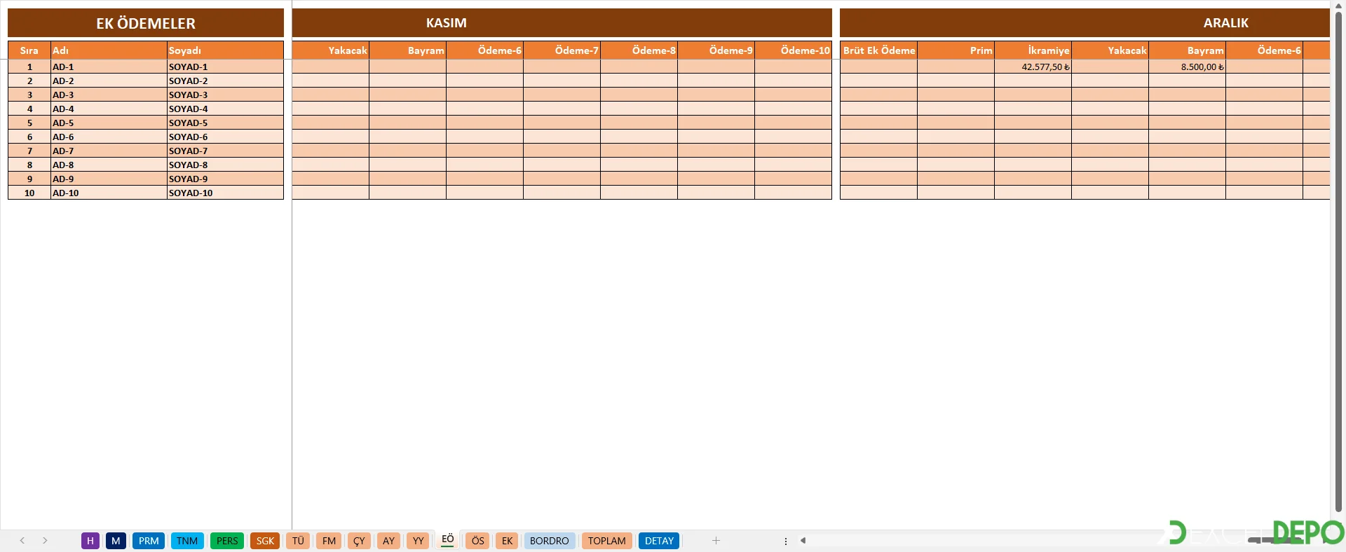 EÖ (Ek Ödeme) Sayfası: