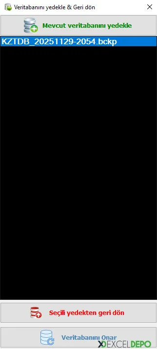 Veritabanı Onarma, Yedekleme ve Geri Yükleme