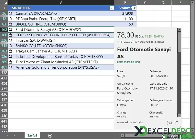 Borsa Takip Excel