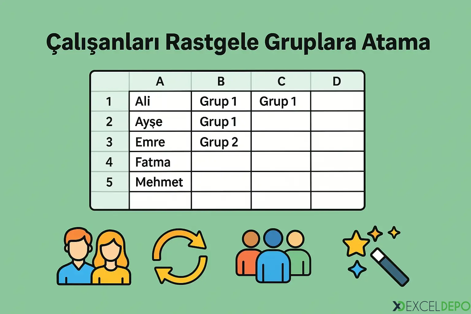 Dosya 'Çalışanları Rastgele Gruplara Atama'