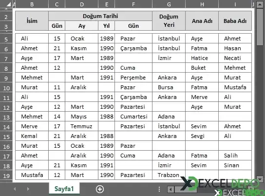 Çoklu Sütundaki Verileri Sütunda Benzersiz Listeleme-1.webp