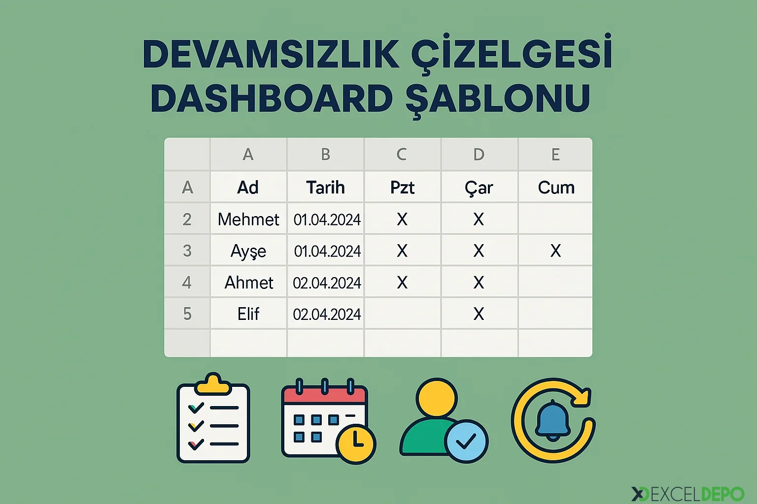 Devamsızlık Çizelgesi Dashboard Şablonu