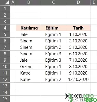 Eğitim Katılımcı Listesini Özetleme