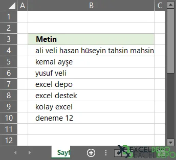 Excel Formülleri ile Tersten Yazdırma-1.webp
