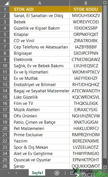 Ürün Kodu Oluşturma