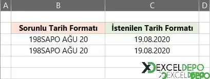 Excel Tarih Formatı Sorunu Çözme