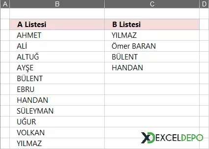 Excelde Farklı Sütunlardaki Aynı Verileri Bulma-1.webp