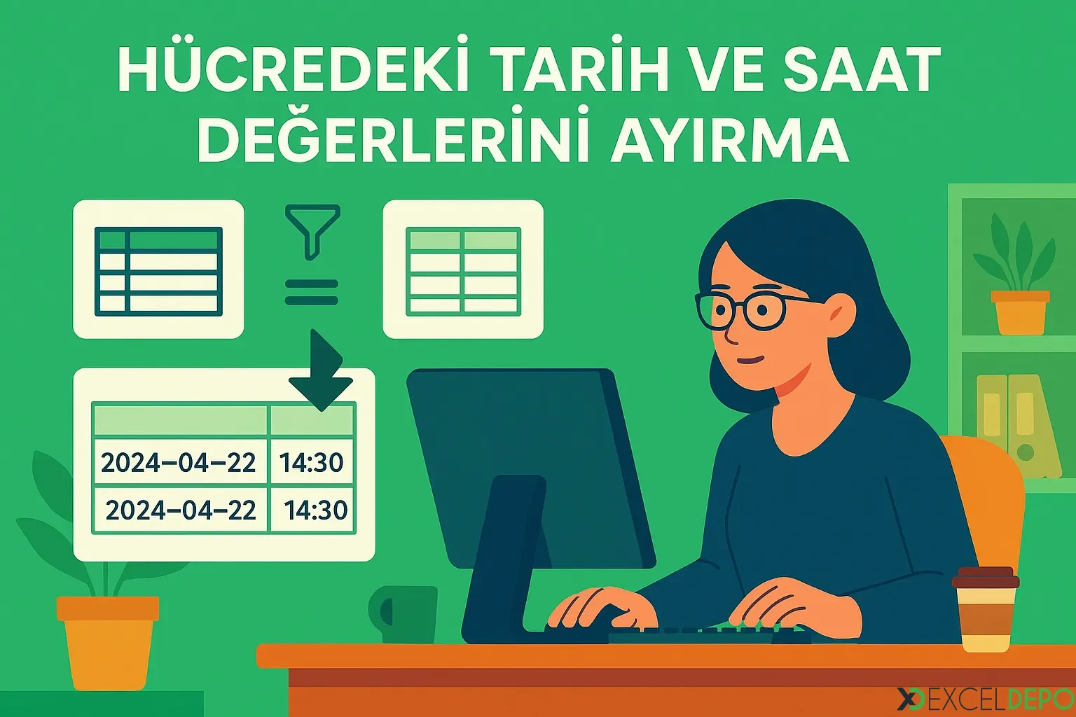 Hücredeki Tarih ve Saat Değerlerini Ayırma