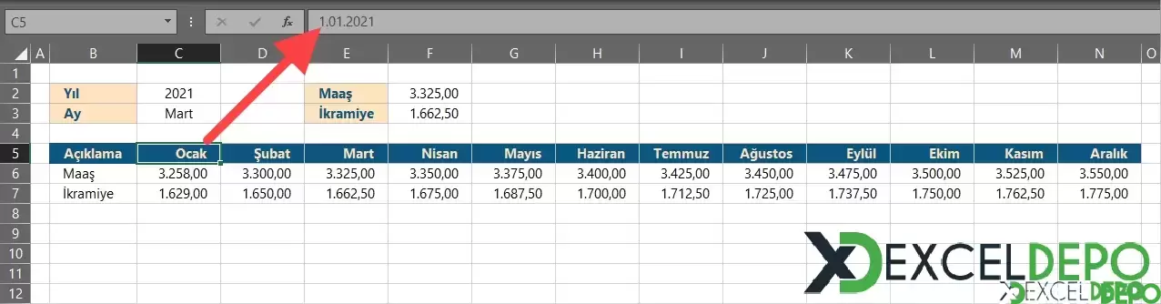 Metin Biçimindeki AY İsmini Tarihlerde Arama
