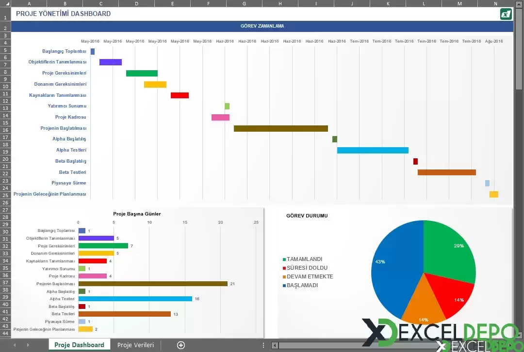 Proje Yönetimi Dashboard Hazırlama