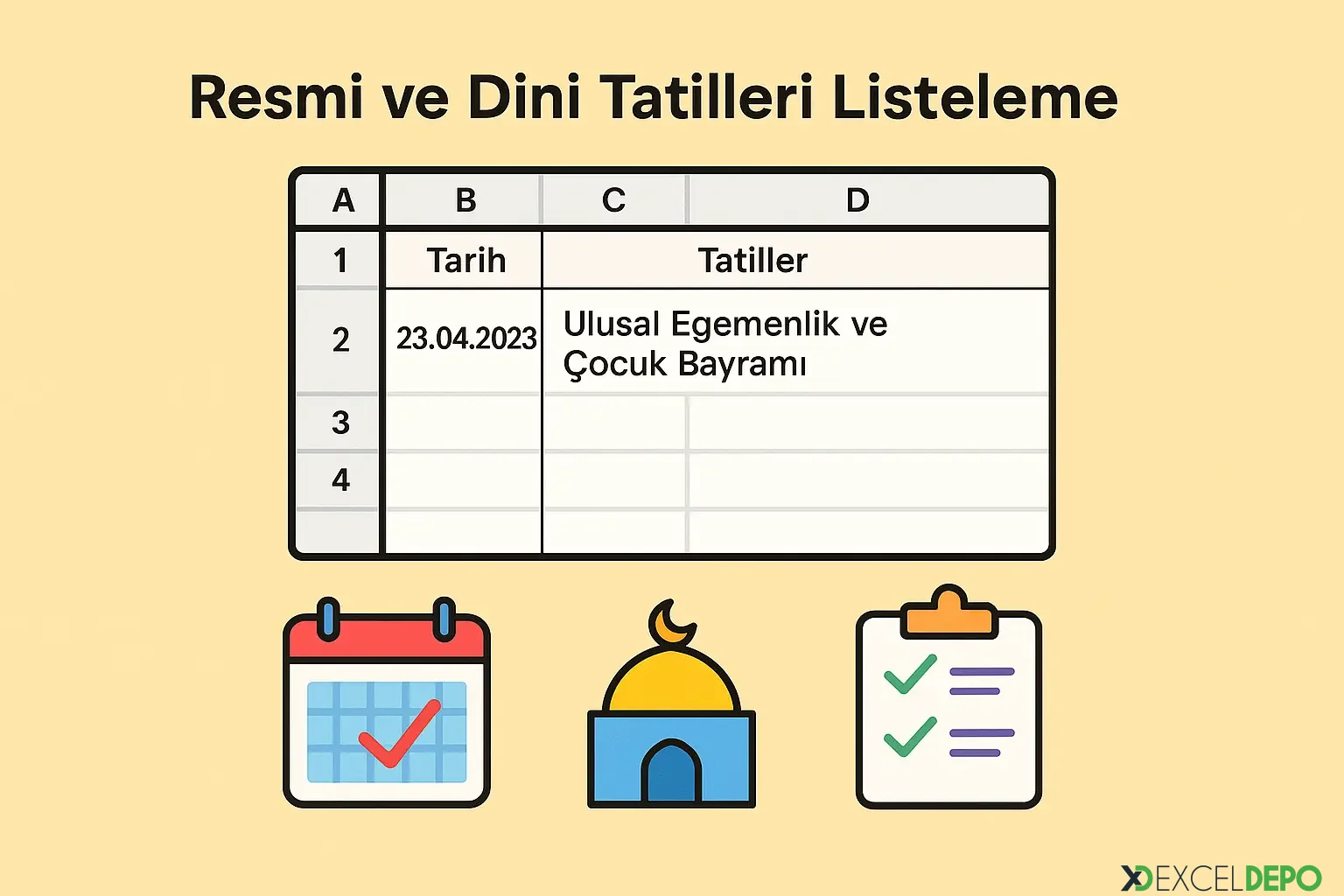Resmi ve Dini Tatilleri Listeleme