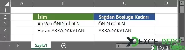 Sağdan Boşluğa Kadar Alma