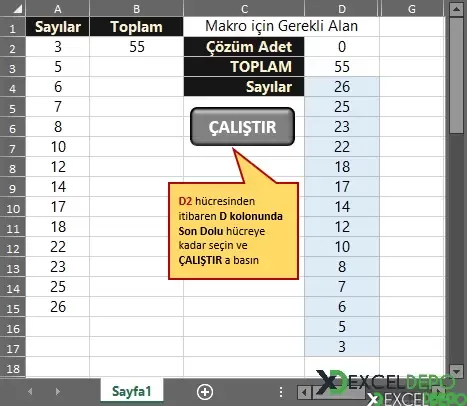 Toplamı Veren Tüm Kombinasyonları Bulma