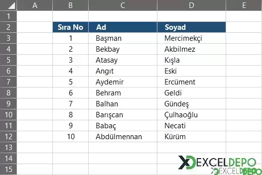 Veri Aralığına Formülle Sıra Numarası Verme-1.webp