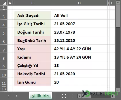 Dosya 'Yıllık İzin Hakediş Kartı Oluşturma'