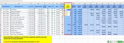 Amortisman Tablosuna Sütun Ekleme