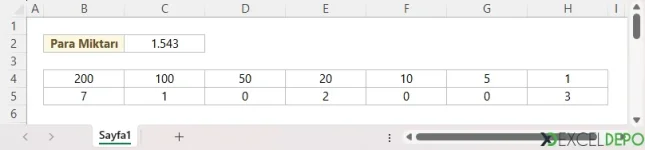 Para Miktarını Banknotlarına Ayırma