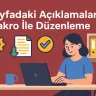 Sayfadaki Açıklamaları Makro ile Düzenleme