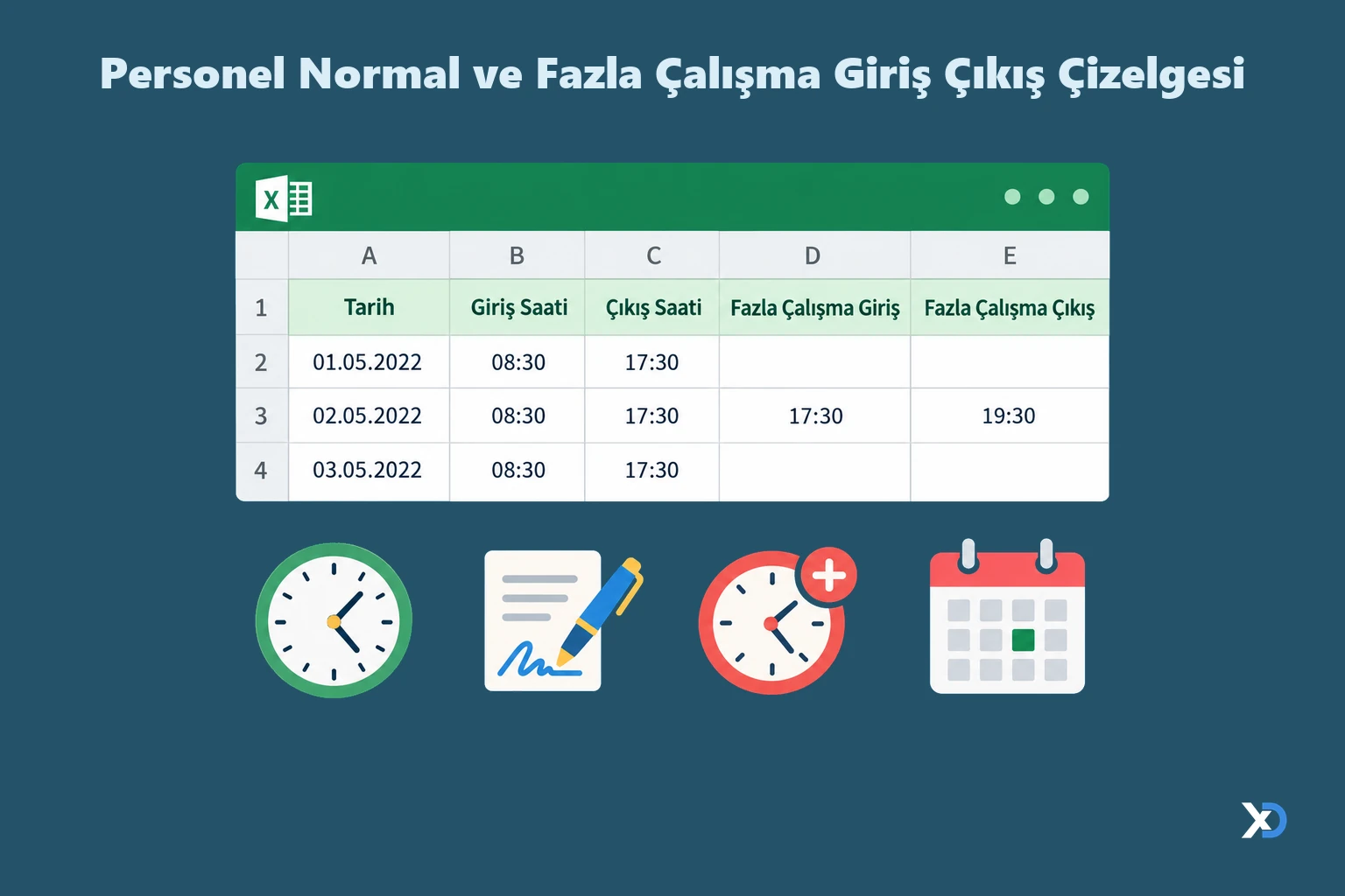 Personel Normal ve Fazla Çalışma Giriş Çıkış Çizelgesi