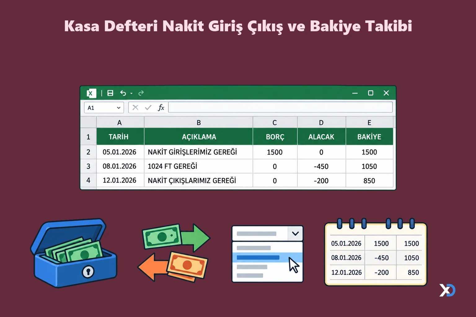 Kasa Defteri Nakit Giriş Çıkış ve Bakiye Takibi
